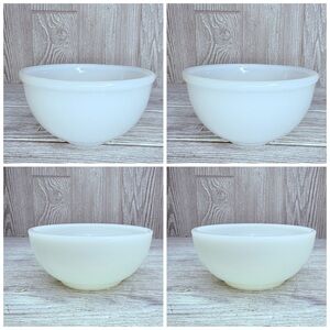 Vintage 4 fireking white milk glass cereal bowls ovenwear white glass bowls